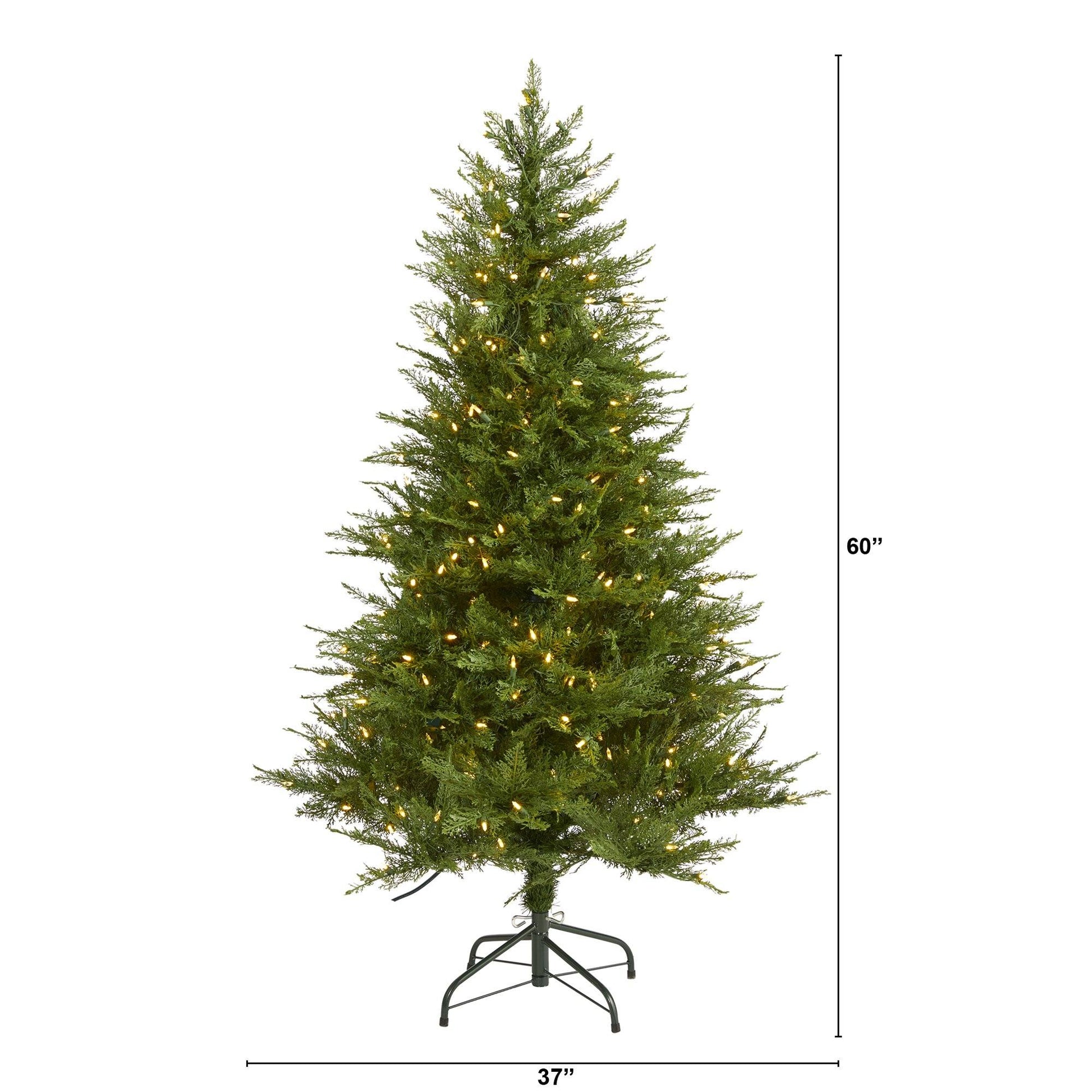 5ft fir Christmas tree with 250 warm white LED lights and 578 bendy branches by Nearly Natural on Tampa Home & Garden Store