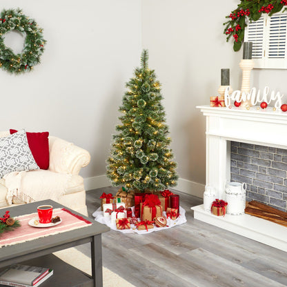 Christmas tree Nearly Natural 5 ft Wisconsin Slim Snow Tip Pine with 150 clear LED lights on Tampa Home & Garden Store