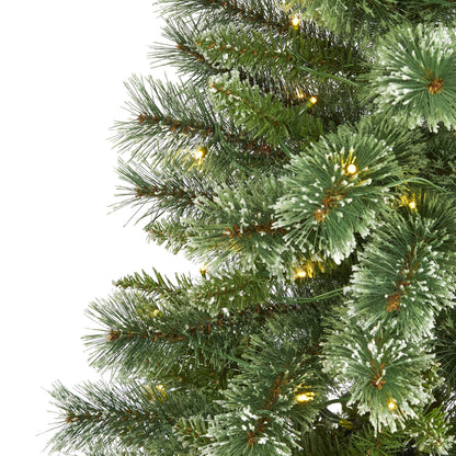 5’ Wisconsin Slim Snow Tip Pine artificial Christmas tree with 150 LED lights green needles on Tampa Home & Garden Store