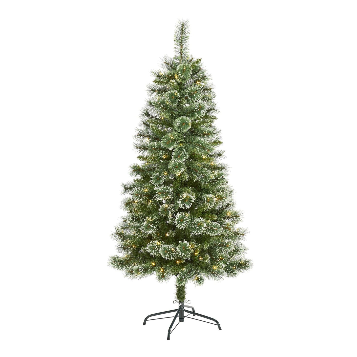5’ Wisconsin Slim Snow Tip Pine artificial Christmas tree with 150 LED lights Nearly Natural on Tampa Home & Garden Store