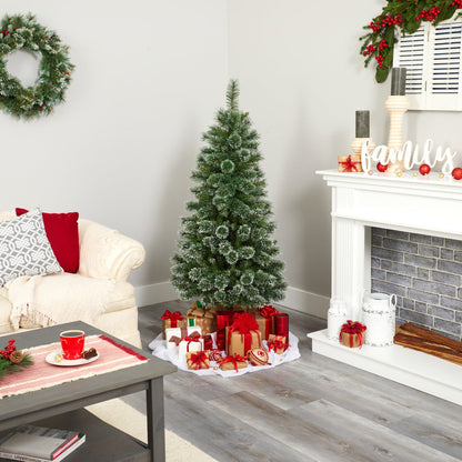 Árbol de Navidad artificial de pino delgado Wisconsin de 1,5 m con puntas de nieve y 298 ramas flexibles