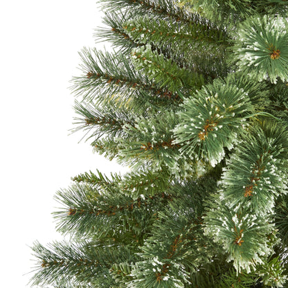 Árbol de Navidad artificial de pino delgado Wisconsin de 1,5 m con puntas de nieve y 298 ramas flexibles