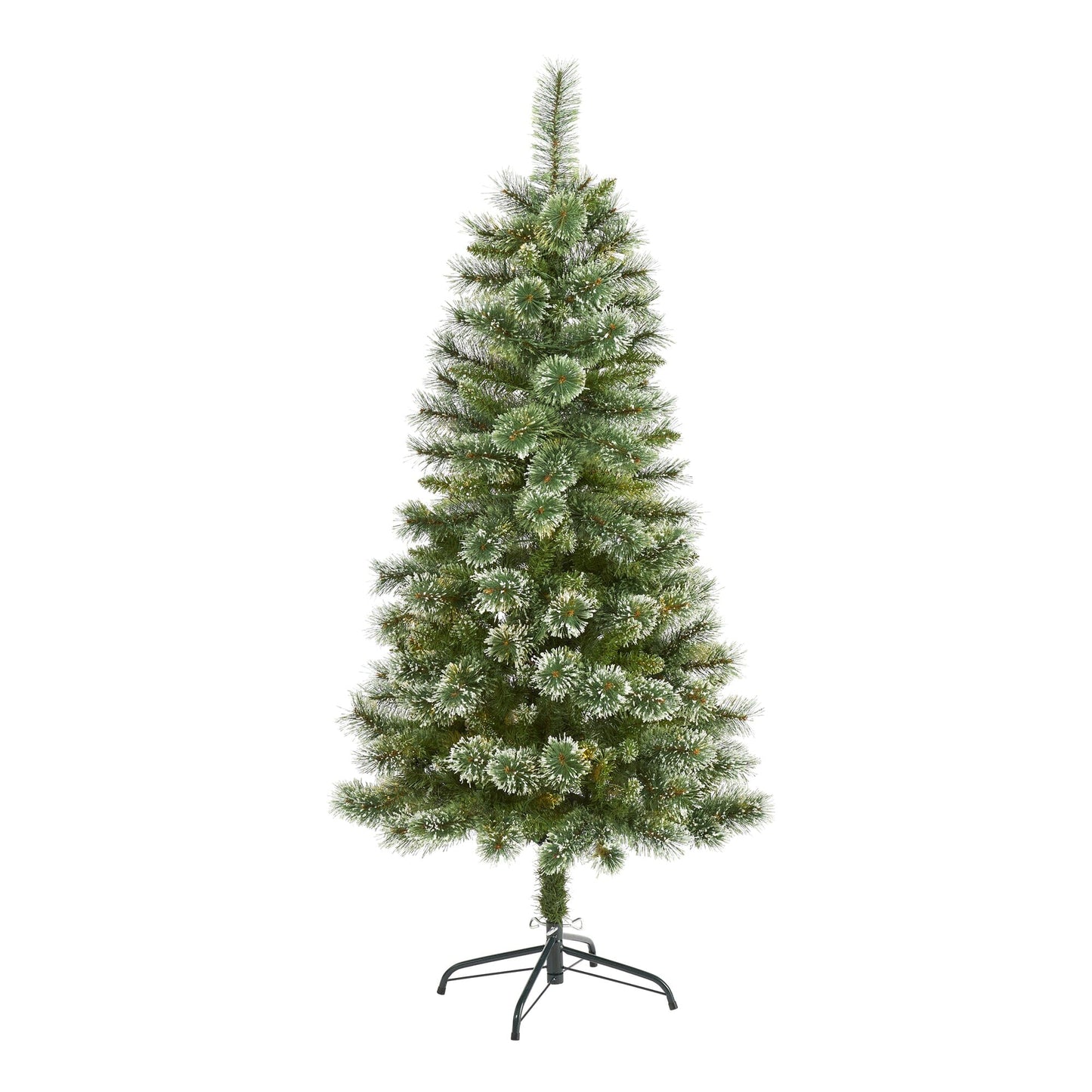 Árbol de Navidad artificial de pino delgado Wisconsin de 1,5 m con puntas de nieve y 298 ramas flexibles