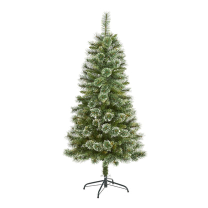 Árbol de Navidad artificial de pino delgado Wisconsin de 1,5 m con puntas de nieve y 298 ramas flexibles