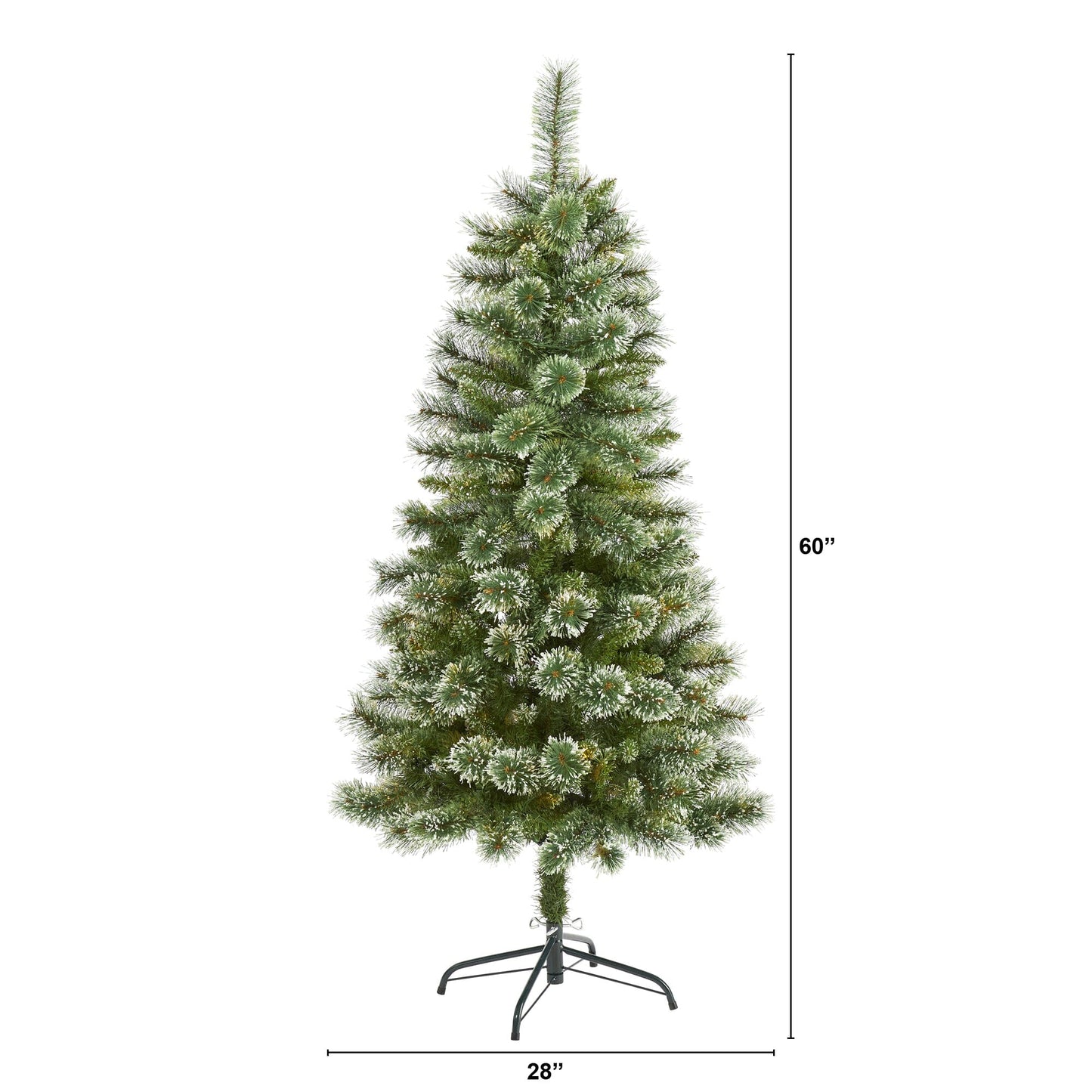 Árbol de Navidad artificial de pino delgado Wisconsin de 1,5 m con puntas de nieve y 298 ramas flexibles