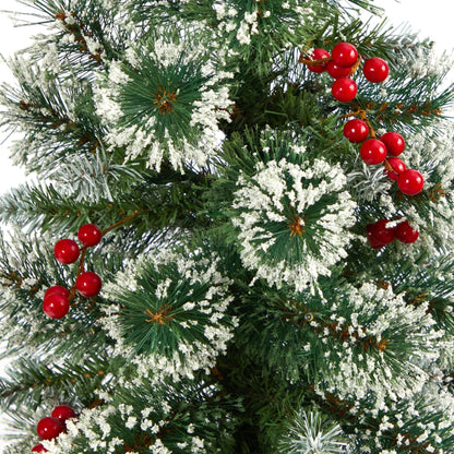 Artificial Christmas Tree with frosted Swiss pine needles and red berries Nearly Natural on Tampa Home & Garden Store