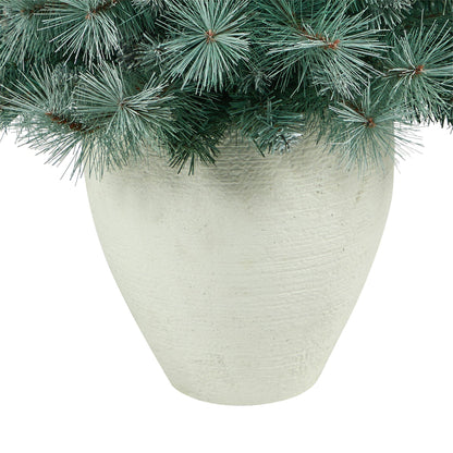 50” Frosted Tip Mountain Pine artificial Christmas tree in white planter on Tampa Home & Garden Store