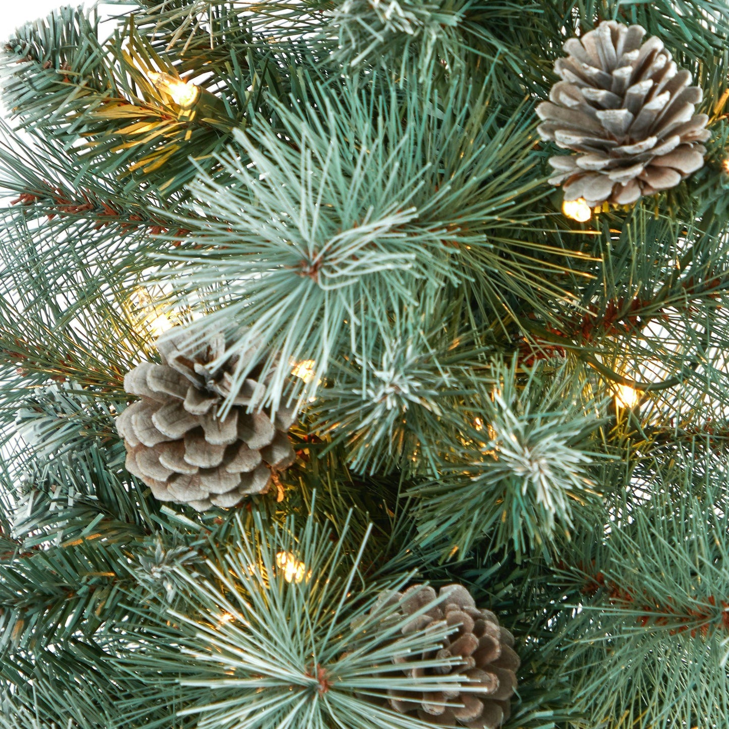 50in Pine artificial Christmas tree with pine cones and lights in planter by Nearly Natural on Tampa Home & Garden Store
