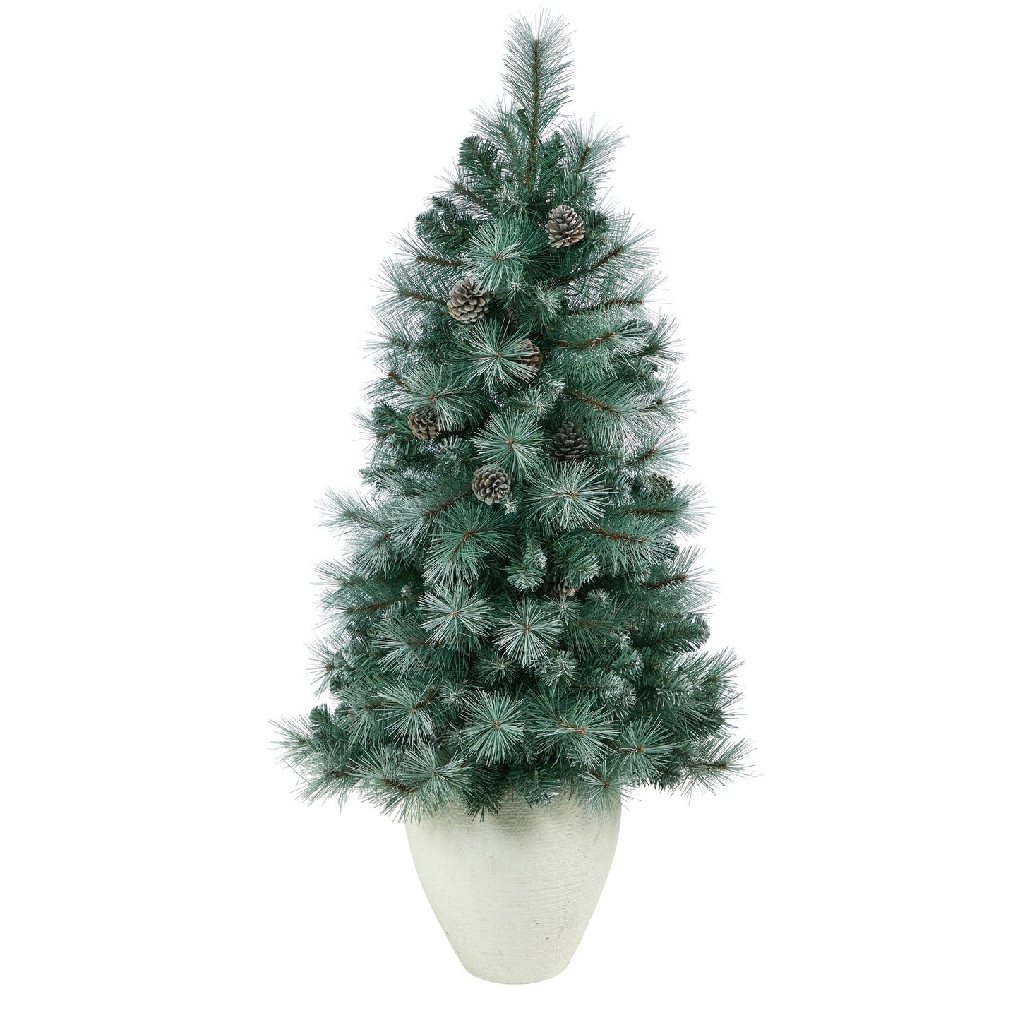 Nearly Natural 50-inch Frosted Tip BC Mountain Pine Christmas Tree in planter with 100 lights on Tampa Home & Garden Store