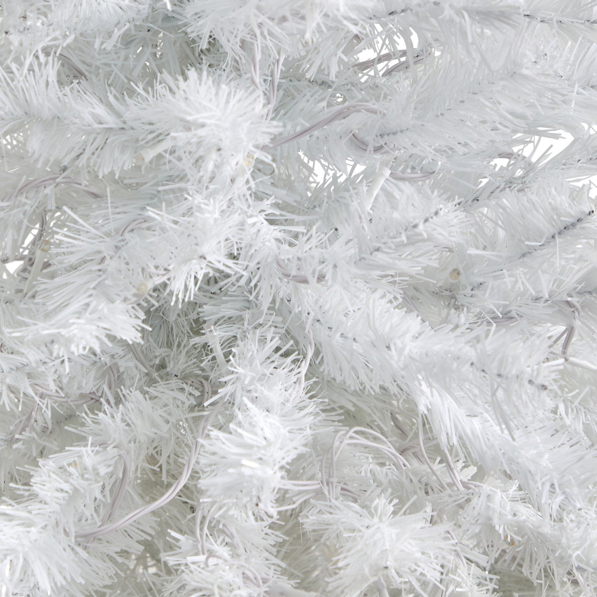 50in white Christmas tree by Nearly Natural with 100 LED lights in black metal planter on Tampa Home & Garden Store