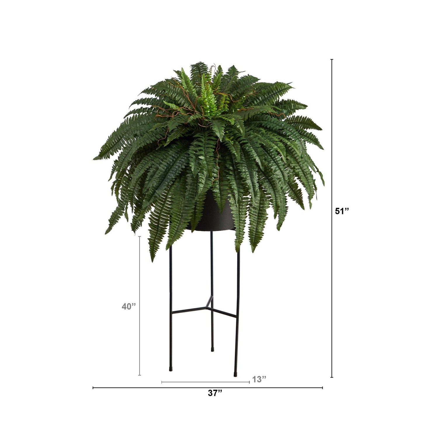 51in Boston Fern artificial plant by Nearly Natural in black planter with stand on Tampa Home & Garden Store