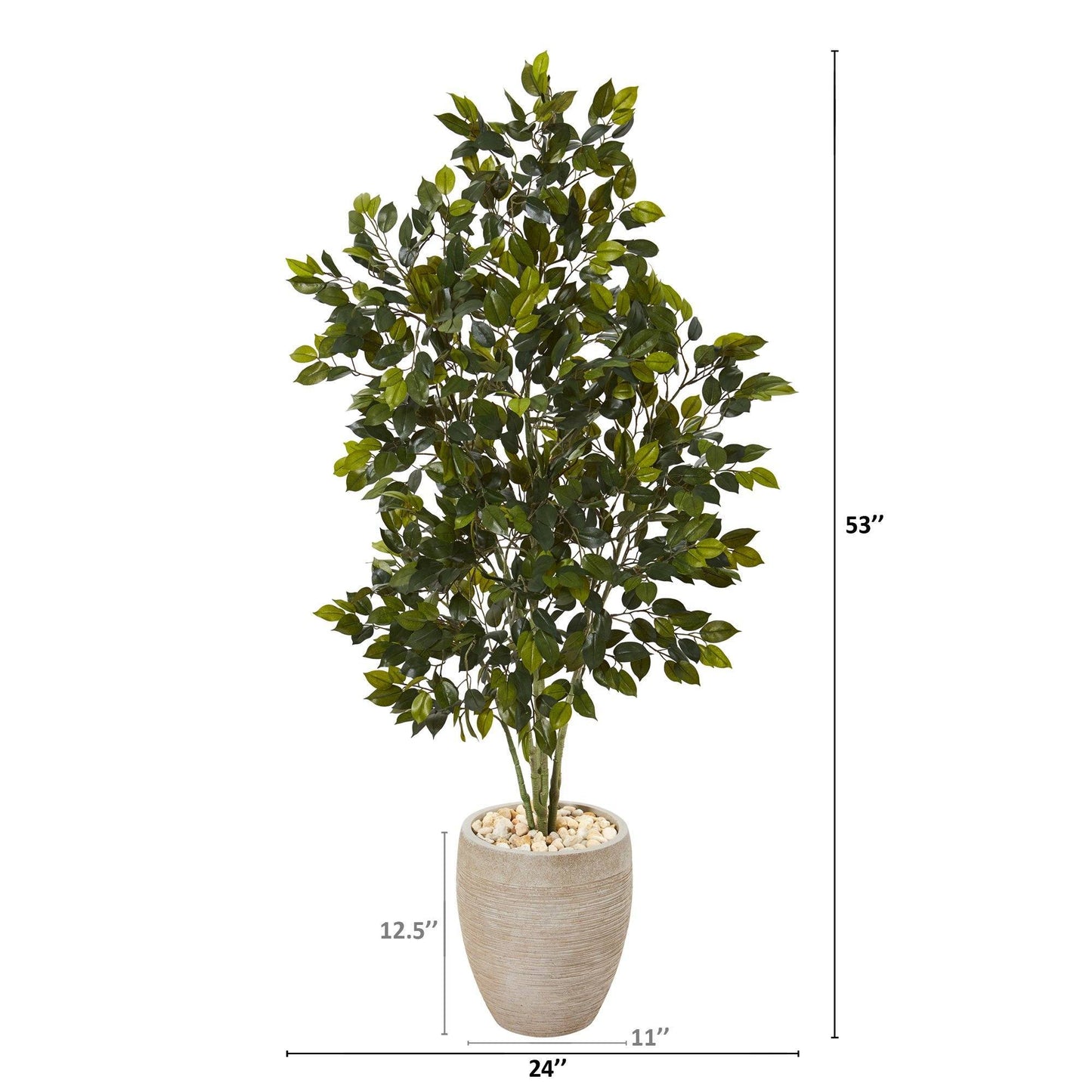 Ficus artificial de 53 pulgadas en macetero color arena