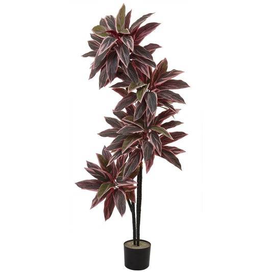 54-inch Caladium Silk Plant by Nearly Natural, pink-maroon variegated artificial plant on Tampa Home & Garden Store