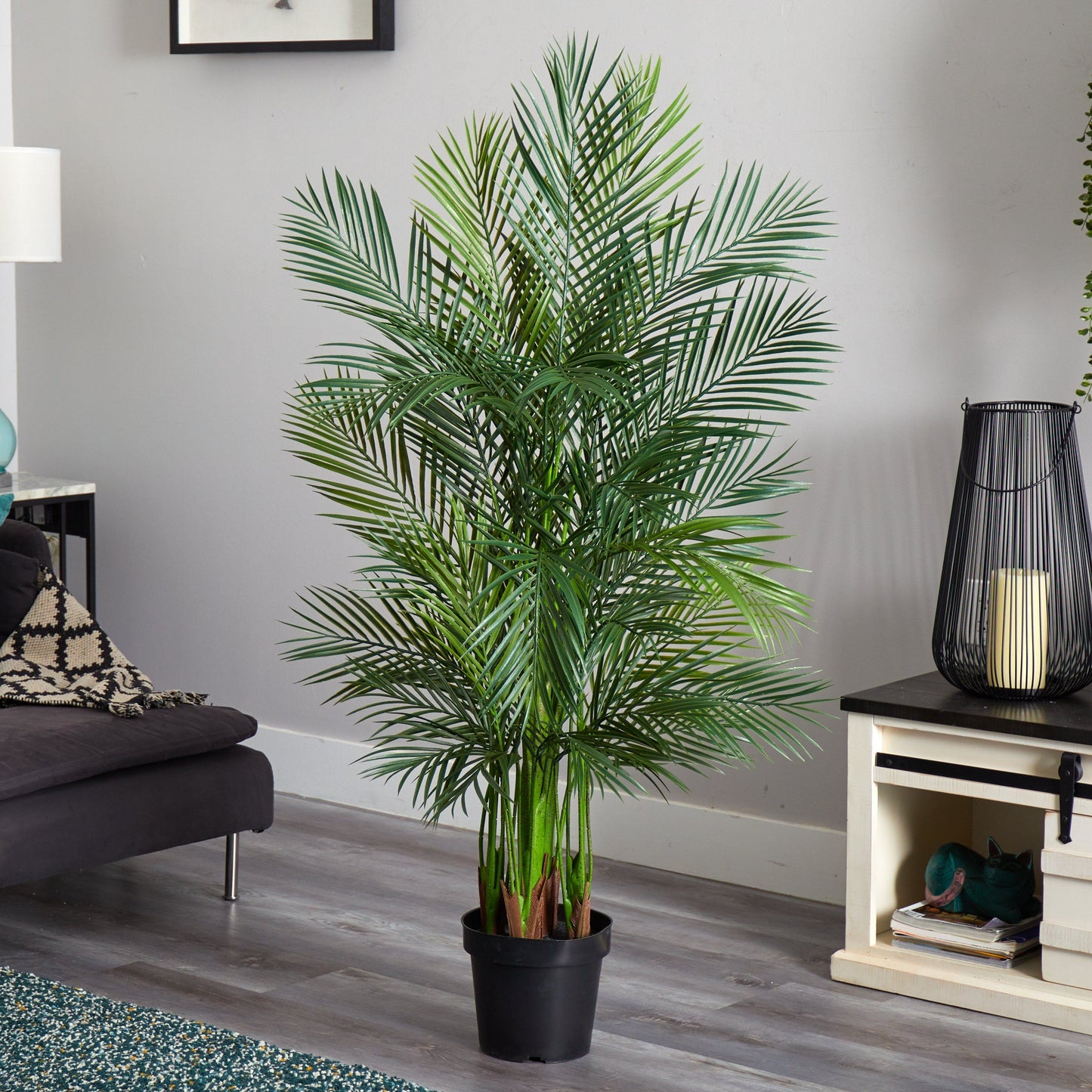 Areca Palm Artificial Tree, 5.5 ft, lush green fronds in a black planter, Nearly Natural on Tampa Home & Garden Store