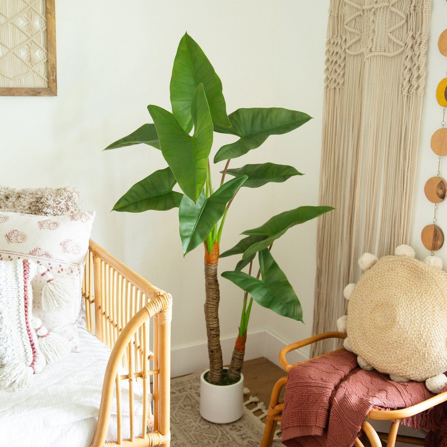 Artificial Arrowhead Philodendron in a White Pot