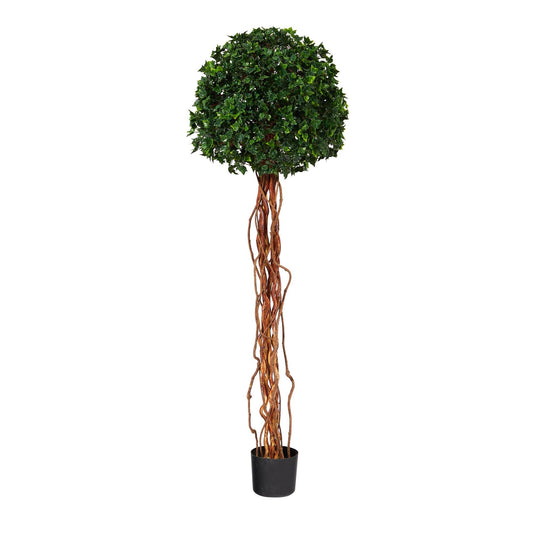 5.5’ English Ivy Single Ball Artificial Topiary Tree with Natural Trunk UV Resistant (Indoor/Outdoor) - Tampa Home & Garden Store