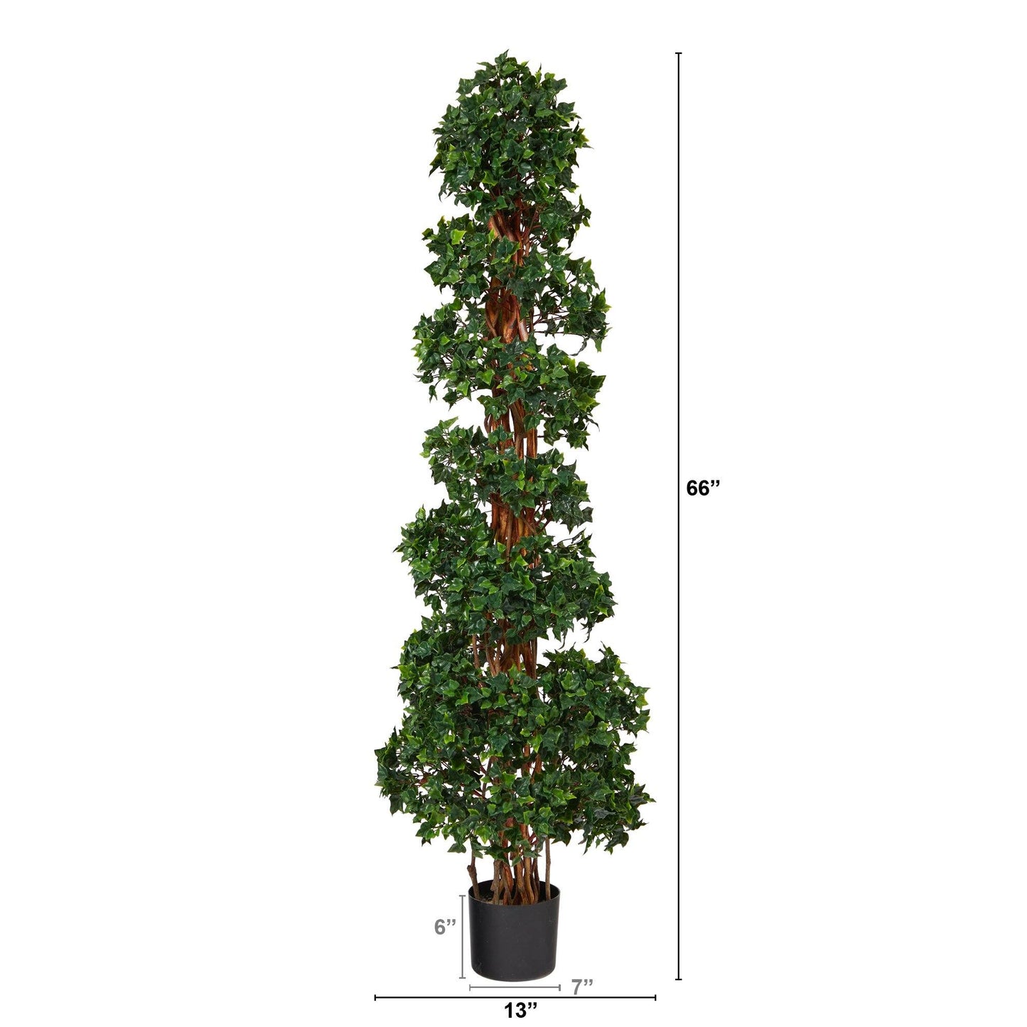 5.5 ft English Ivy Topiary Spiral artificial tree UV resistant indoor/outdoor in black planter on Tampa Home & Garden Store