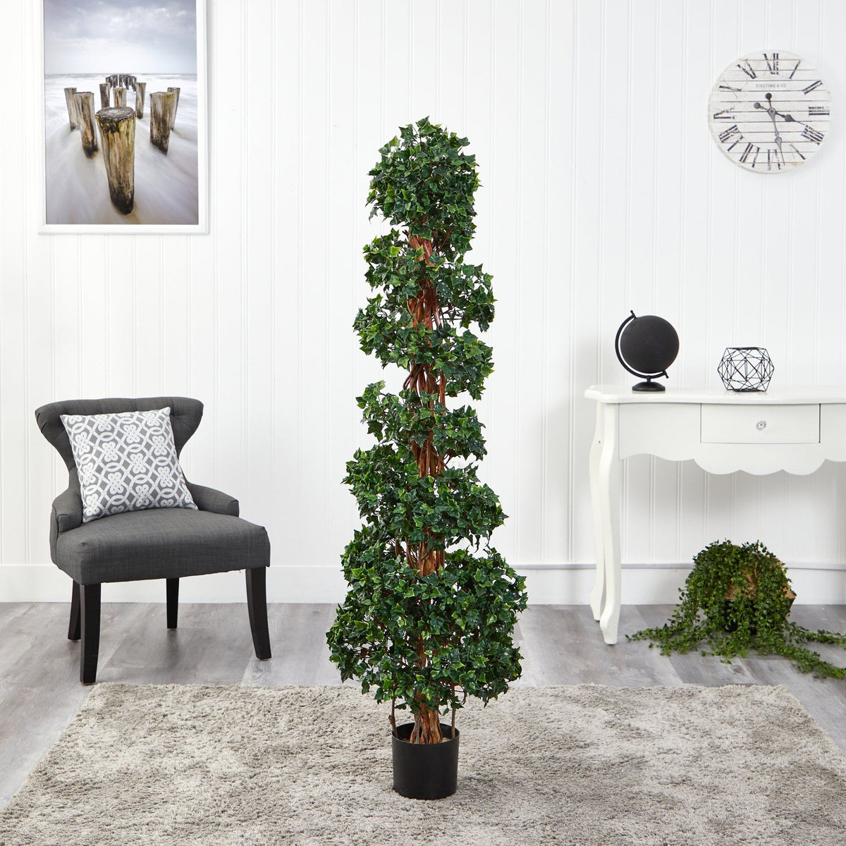 Nearly Natural 5.5ft English Ivy Topiary Spiral Artificial Tree UV resistant indoor outdoor on Tampa Home & Garden Store