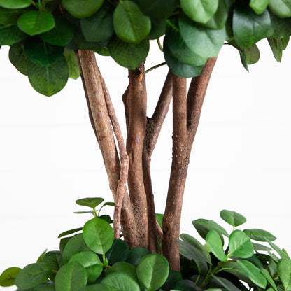 5.5' Eucalyptus Double Ball Topiary Silk Tree, Nearly Natural artificial tree with brown trunks on Tampa Home & Garden Store