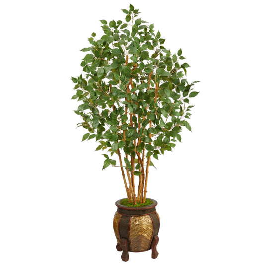 5.5' Ficus Bushy Artificial Tree in Decorative Planter - Tampa Home & Garden Store