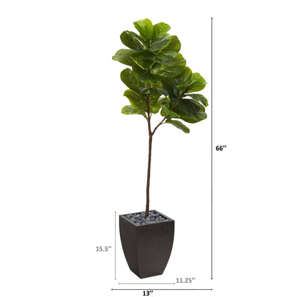 Ficus Lyrata Artificial de 1.67m en Maceta Negra (Tacto Real)