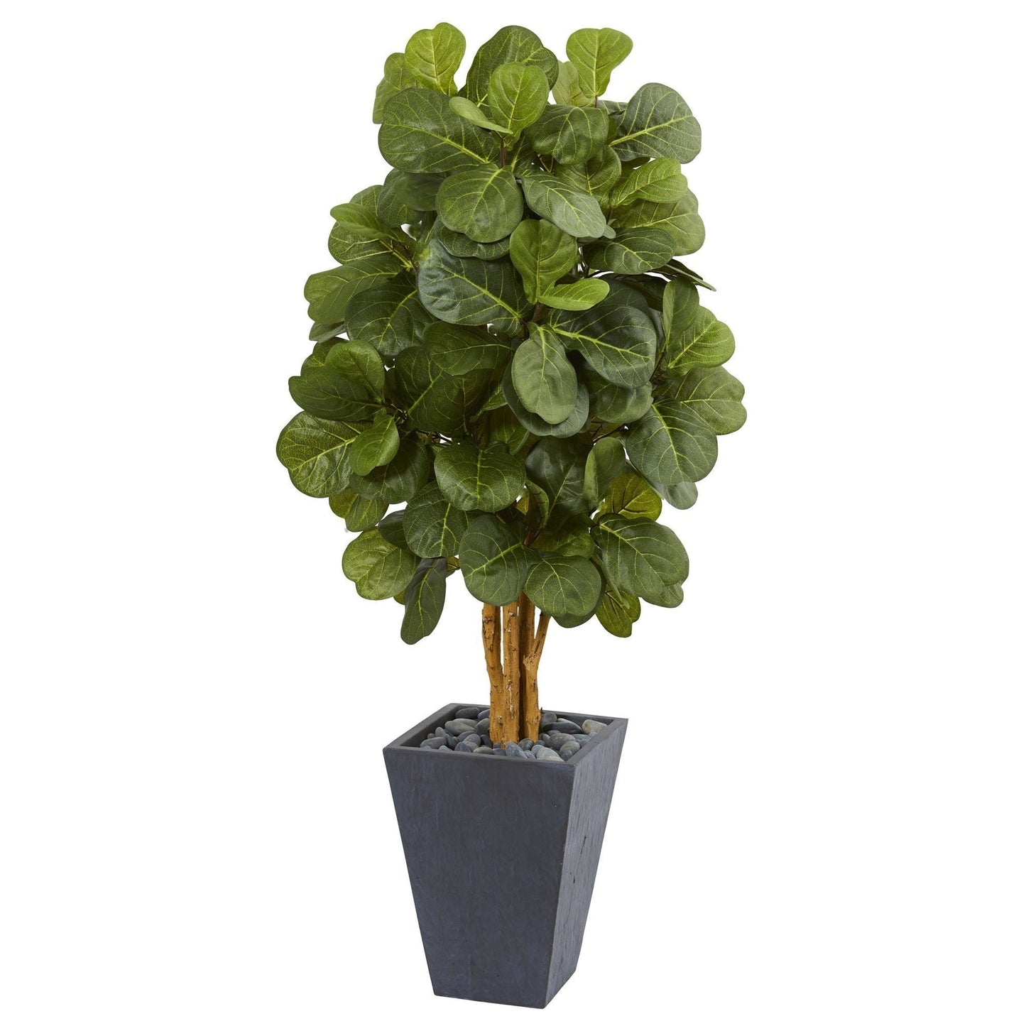 Nearly Natural 5.5 ft fiddle leaf artificial tree in slate planter with lush green leaves on Tampa Home & Garden Store