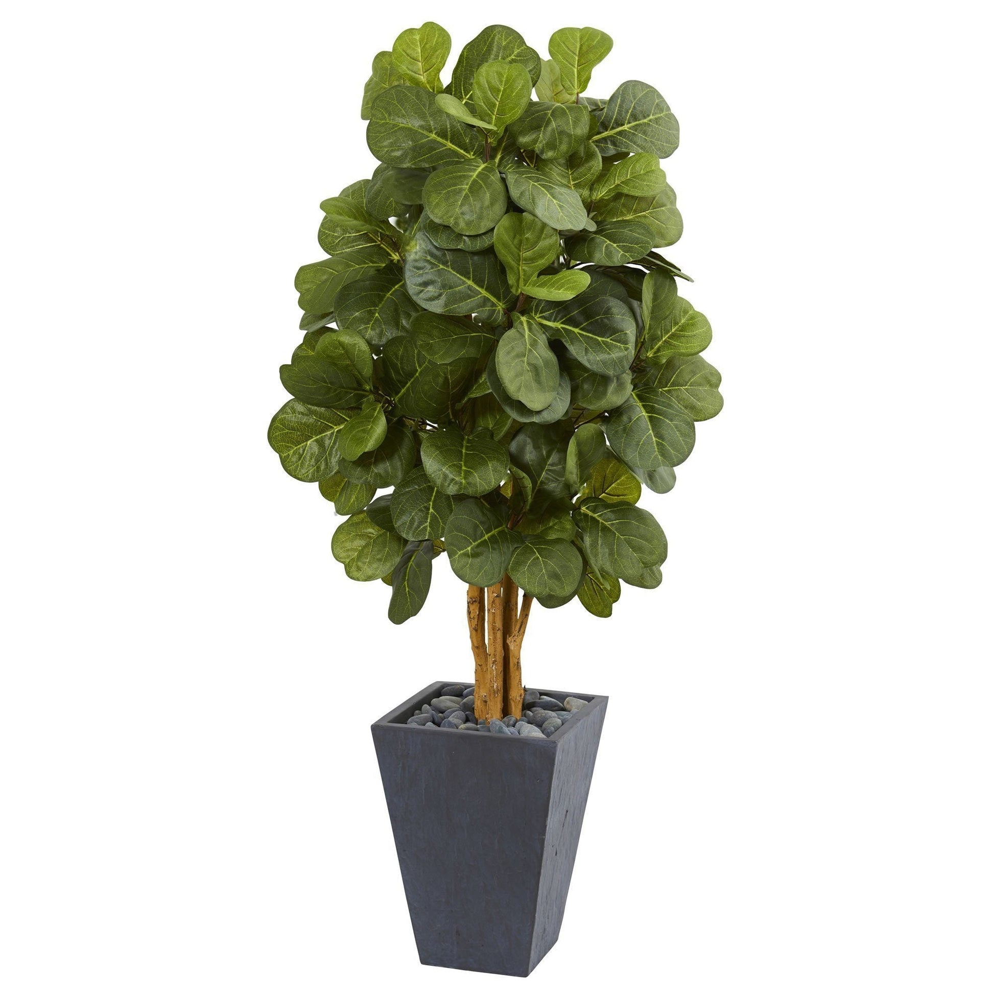 Nearly Natural 5.5 ft fiddle leaf artificial tree in slate planter with lush green leaves on Tampa Home & Garden Store