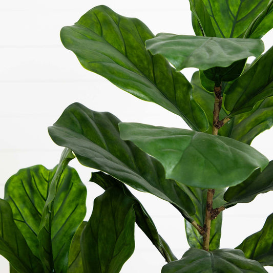 5.5’ Fiddle Leaf Artificial Tree in White Metal Planter(Indoor/Outdoor) - Tampa Home & Garden Store