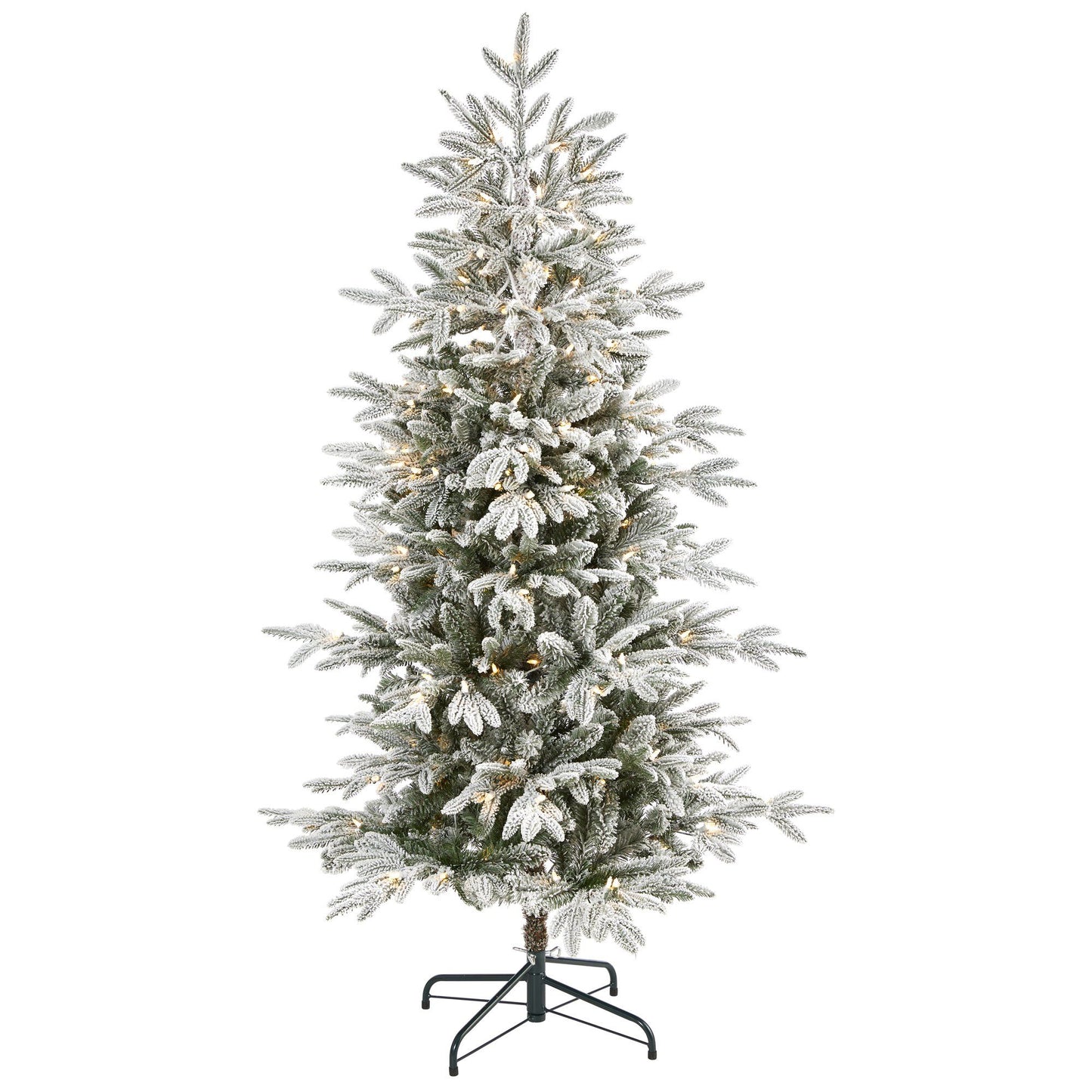5.5' Flocked Manchester Spruce Christmas Tree with 200 Lights by Nearly Natural on Tampa Home & Garden Store