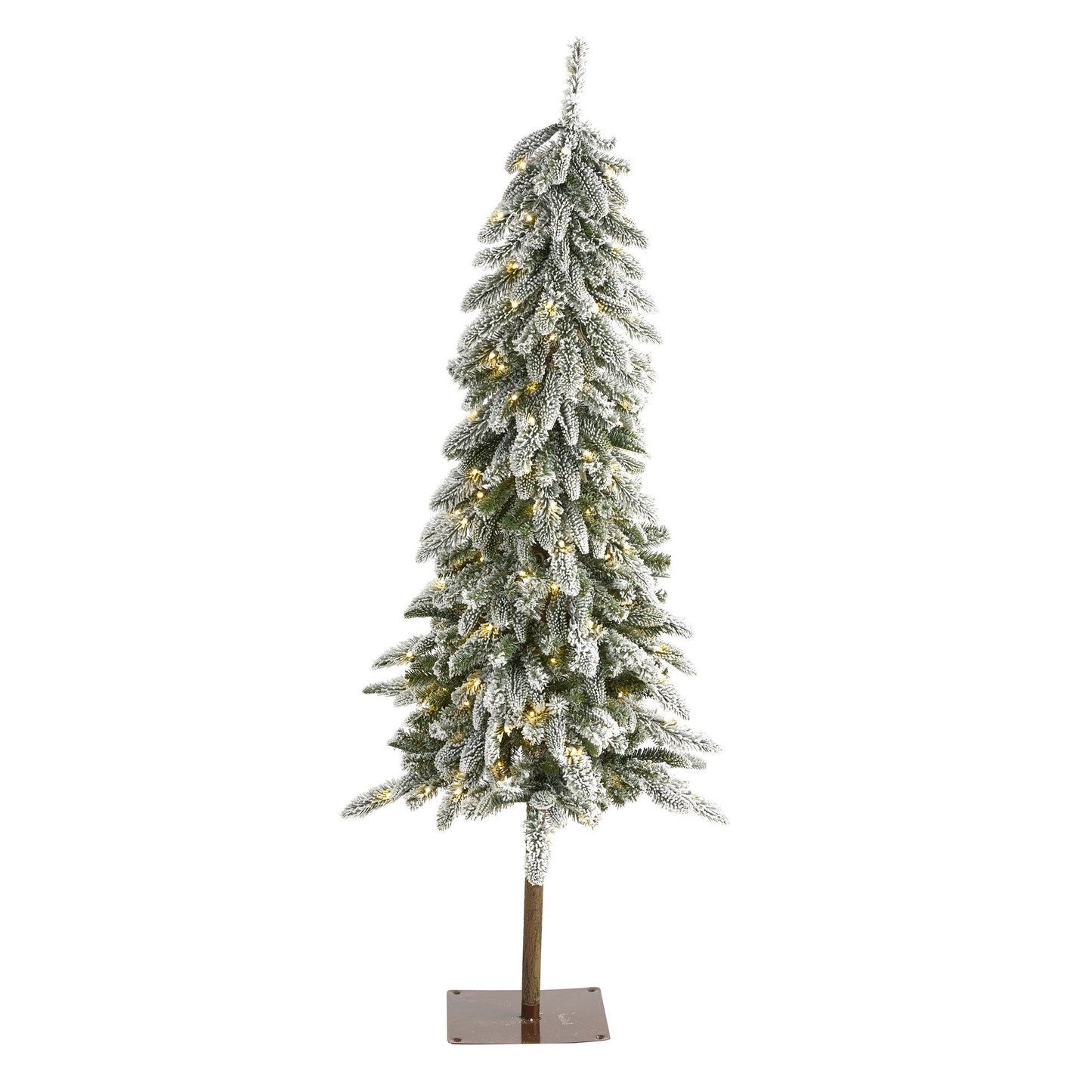 5.5’ Flocked Washington Alpine Artificial Christmas Tree by Nearly Natural with warm white lights on Tampa Home & Garden Store