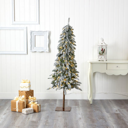 5.5’ Flocked Washington Alpine Artificial Christmas Tree by Nearly Natural on Tampa Home & Garden Store