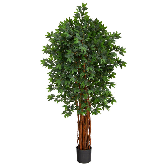 5.5’ Lychee Artificial Tree with Natural Trunk - Tampa Home & Garden Store