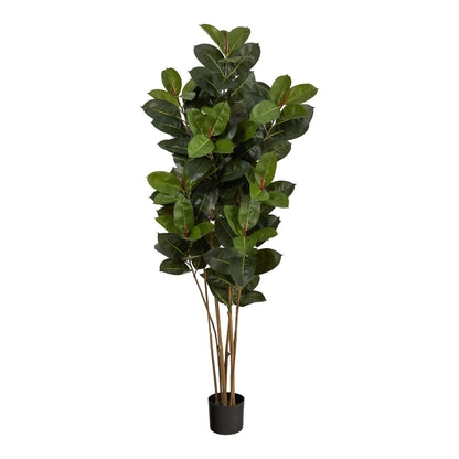 Nearly Natural 5.5' Oak artificial tree UV-safe glossy green leaves in a black pot on Tampa Home & Garden Store