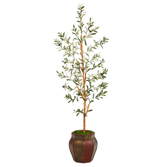 5.5’ Olive Artificial Tree in Decorative Planter - Tampa Home & Garden Store