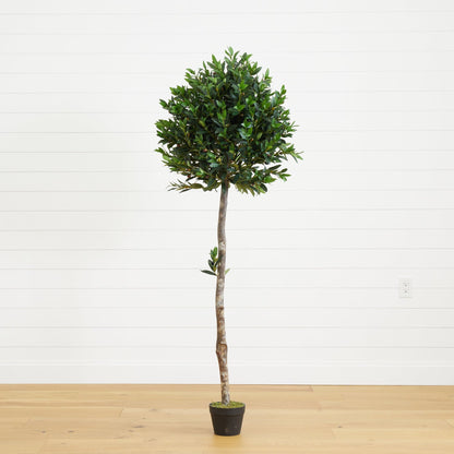5.5' Árbol Artificial Topiario de Olivo Resistente a los Rayos UV (Interior/Exterior)