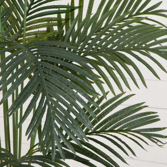 5.5’ Paradise artificial palm tree with green fronds in a black planter by Nearly Natural on Tampa Home & Garden Store