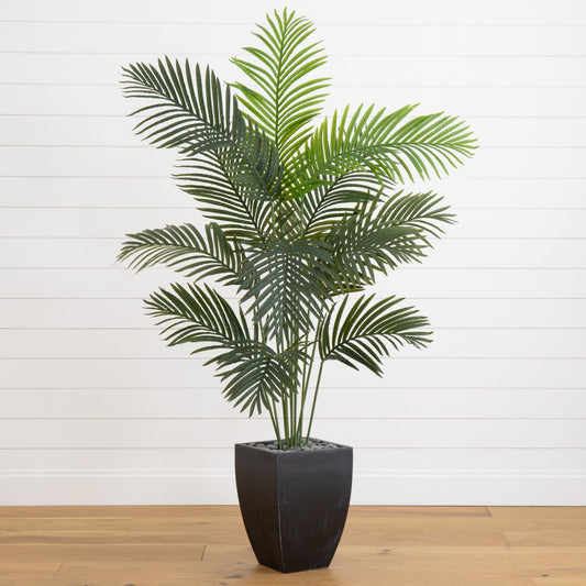 5.5' Paradise Artificial Palm Tree in Black Planter with dark green fronds on Tampa Home & Garden Store