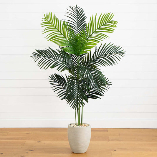 5.5’ Paradise Artificial Palm Tree in Sand Colored Planter - Tampa Home & Garden Store