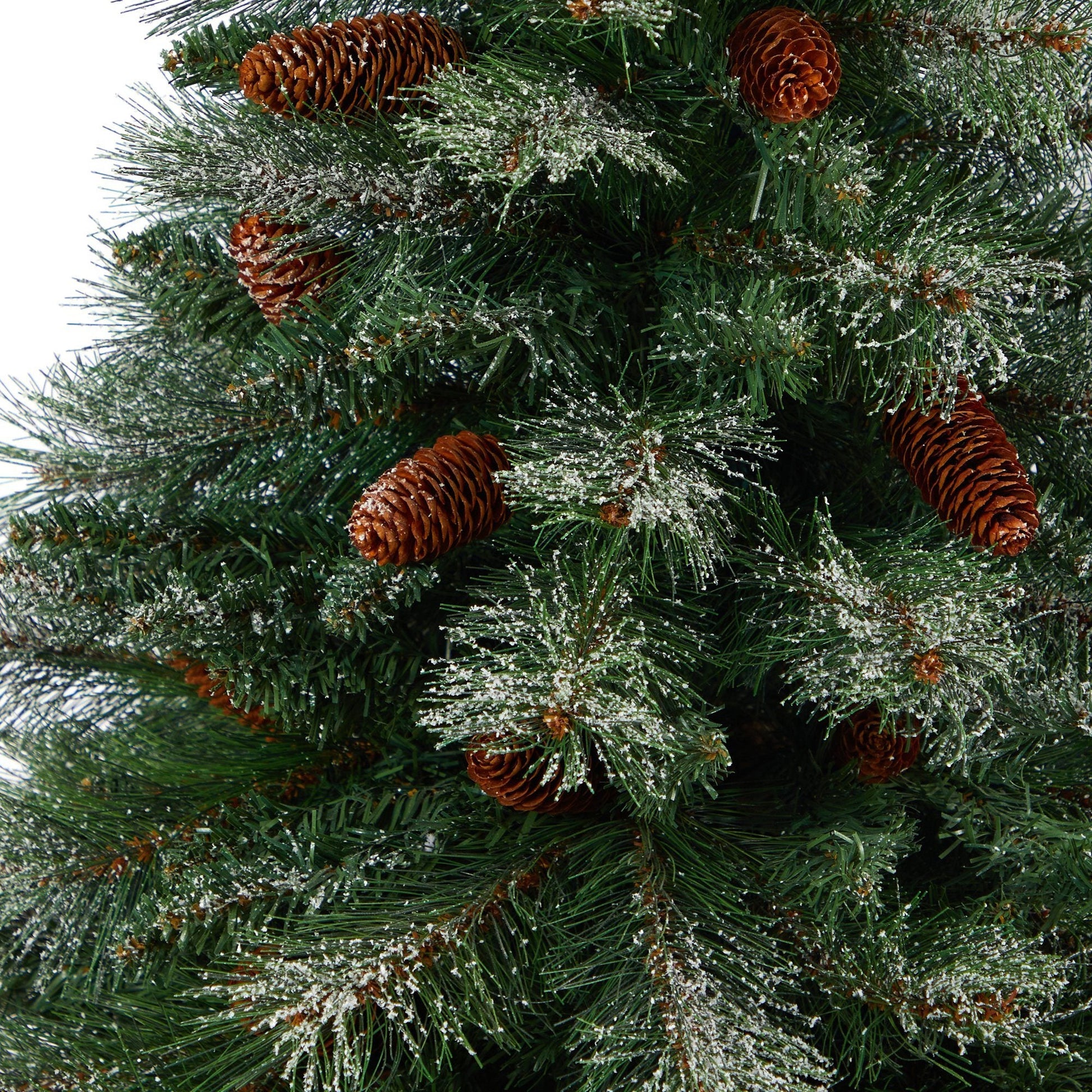 55in Snowed French Alps Mountain Pine Christmas Tree with pine cones Nearly Natural on Tampa Home & Garden Store