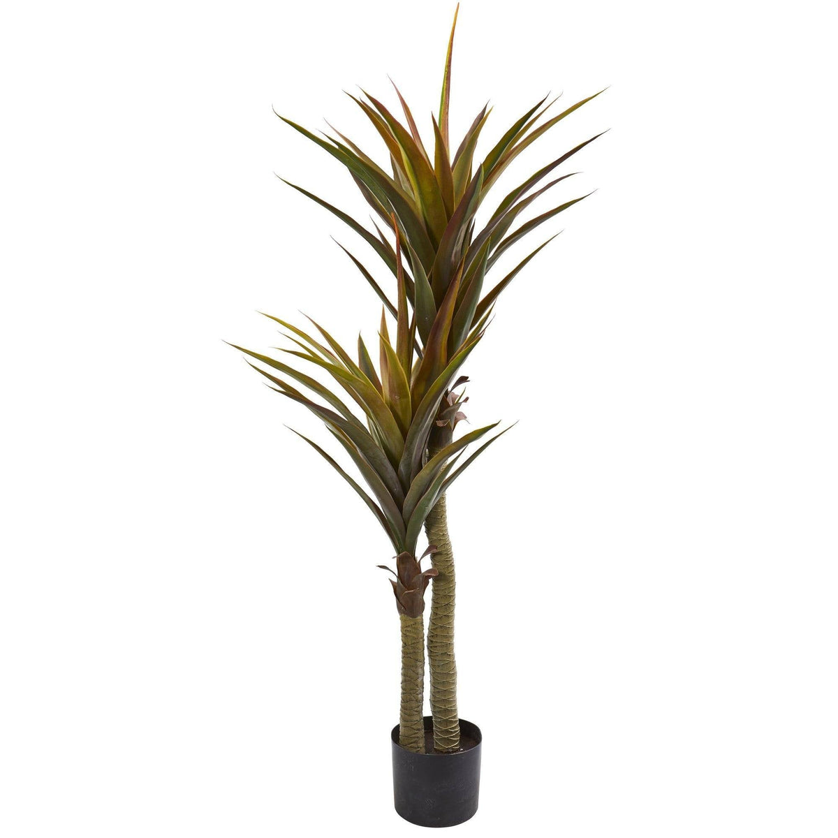 56in Yucca Artificial Tree by Nearly Natural with tall green, brown-tinged leaves in a black pot on Tampa Home & Garden Store