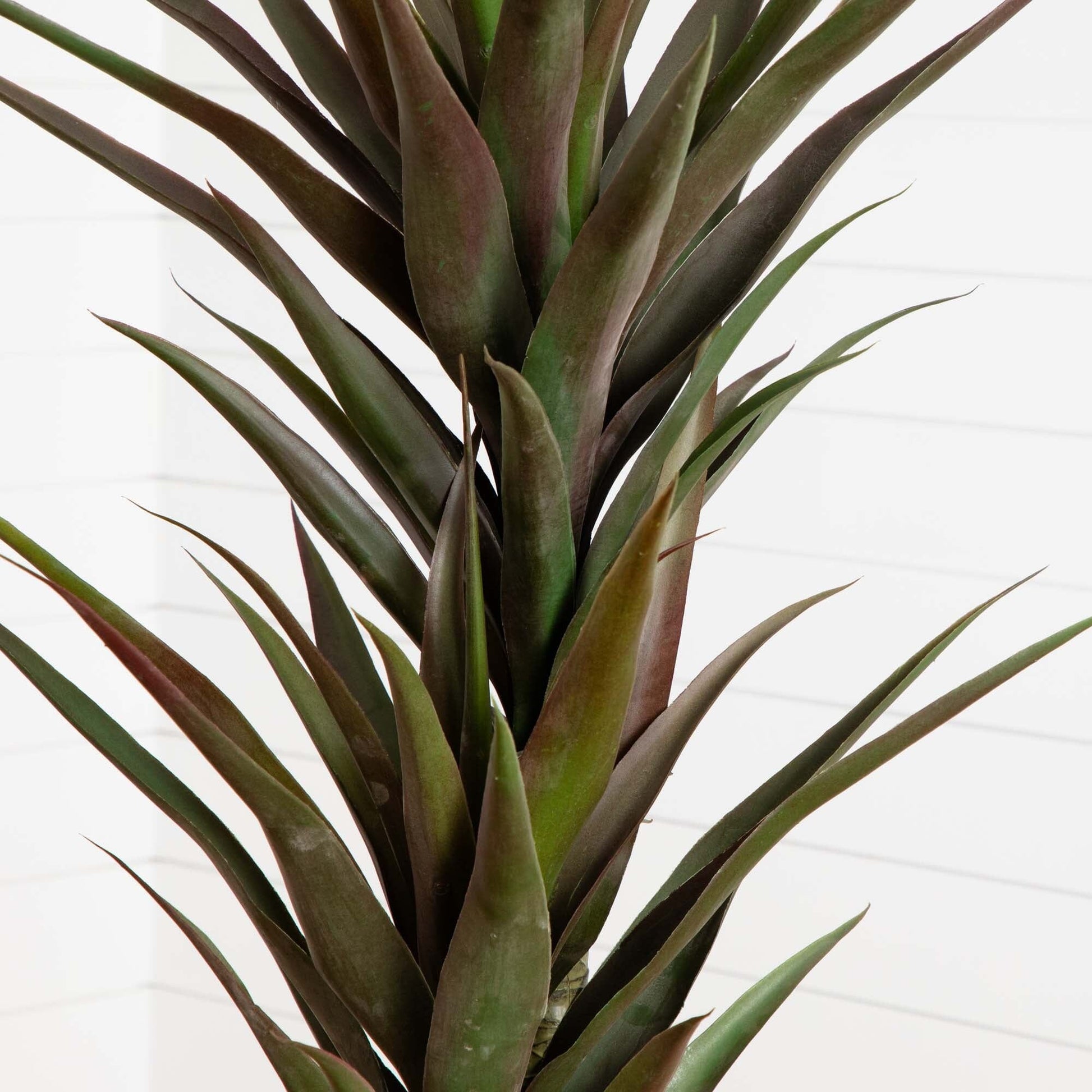 56” Yucca Artificial Tree leaves close-up in green and burgundy tones Nearly Natural on Tampa Home & Garden Store