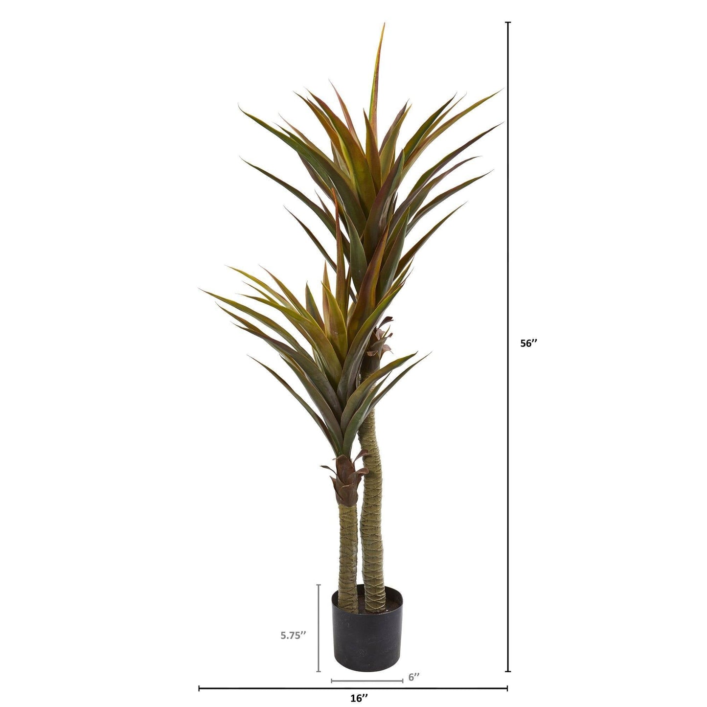 56in Yucca artificial tree by Nearly Natural with green-brown leaves in a black planter on Tampa Home & Garden Store