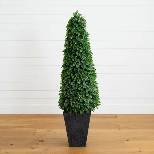 57” Eucalyptus Topiary Artificial Tree in Slate Planter (Indoor/Outdoor) - Tampa Home & Garden Store