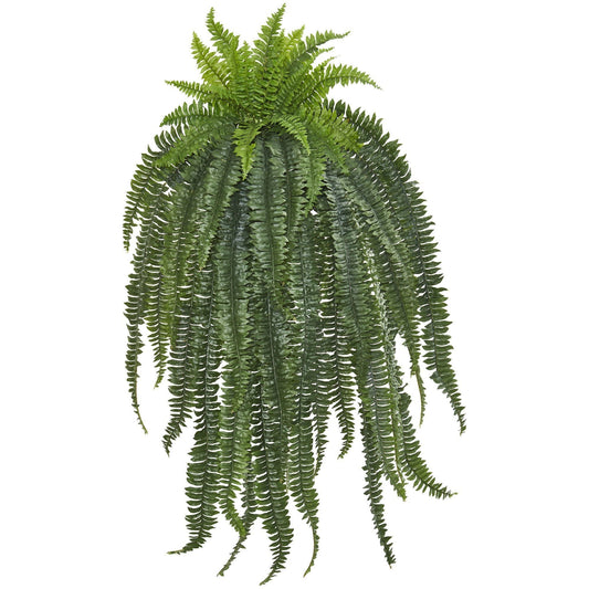 60 inch Boston Fern artificial hanging plant with lush green fronds by Nearly Natural on Tampa Home & Garden Store