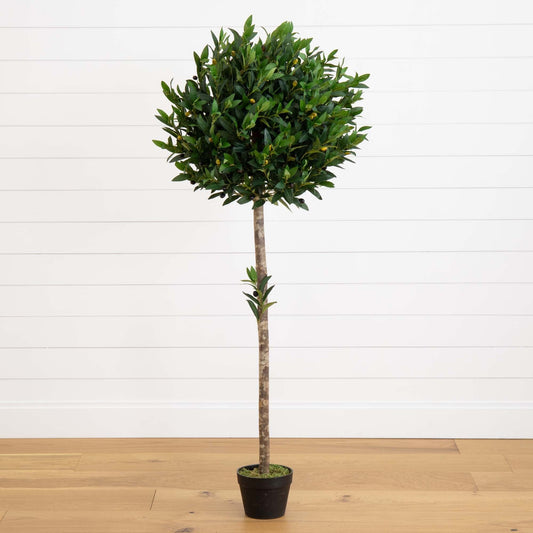 Nearly Natural 58in olive topiary artificial tree UV resistant indoor/outdoor in black pot on Tampa Home & Garden Store