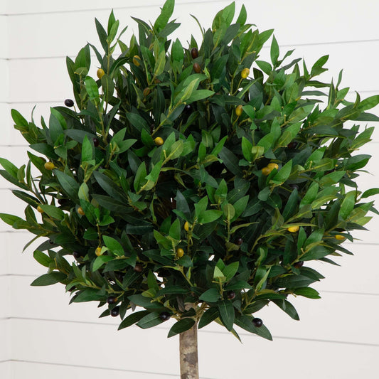 58in Olive Topiary artificial tree with UV resistant indoor/outdoor leaves and berries on Tampa Home & Garden Store