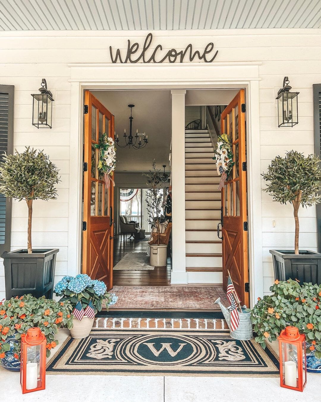 Two 58in olive topiary artificial trees, Nearly Natural, UV resistant indoor/outdoor in planters on Tampa Home & Garden Store