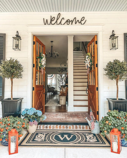 Two 58in olive topiary artificial trees, Nearly Natural, UV resistant indoor/outdoor in planters on Tampa Home & Garden Store