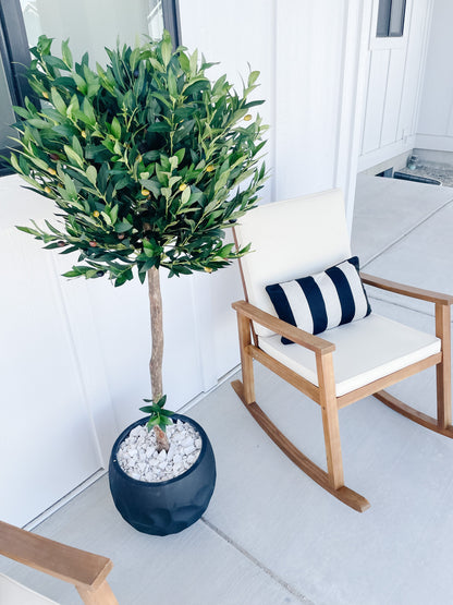 58-inch Olive Topiary Artificial Tree UV resistant indoor/outdoor by Nearly Natural in black pot on Tampa Home & Garden Store