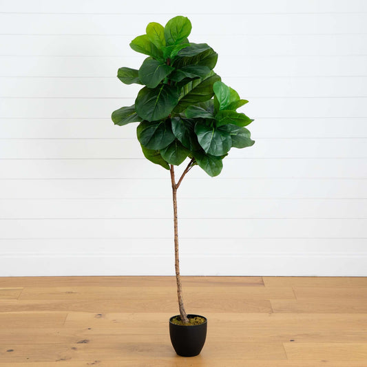 59-inch fiddle leaf artificial tree with green real-touch leaves by Nearly Natural on Tampa Home & Garden Store